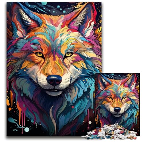 1000 teiliges Puzzle für Erwachsene Fantasiezeichnung eines Wolfs Puzzles für Erwachsene entspannende Unterhaltung Heimdekoration 1000 Teile (75 x 50 cm) von ABKXDMZK
