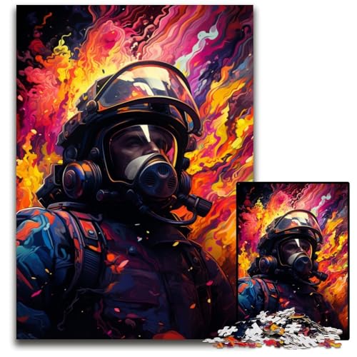 1000 teiliges Puzzle für Erwachsene Feuerwehrmanns farbenfrohes psychedelisches schwieriges Puzzle für Erwachsene Perfekt für Halloween Weihnachten Geburtstagsgeschenk 1000 Teile (75 x 50 cm) von ABKXDMZK