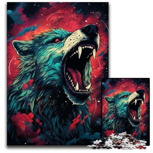1000 teiliges Puzzle für Erwachsene Galaxy Wolf schwierige Puzzles für Erwachsene perfekt für Halloween Weihnachten Geburtstagsgeschenk 1000 PCS (38 x 26 cm) von ABKXDMZK