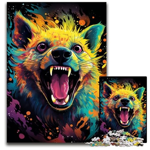 1000 teiliges Puzzle für Erwachsene Hyänen Puzzle farbenfroh psychedelisch für Erwachsene entspannende Unterhaltung Heimdekoration 1000 Teile (75 x 50 cm) von ABKXDMZK
