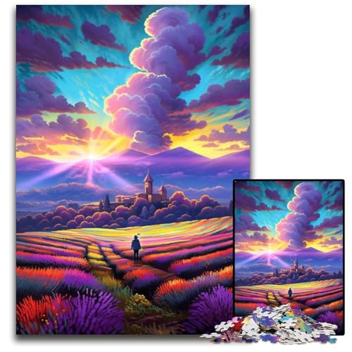 1000 teiliges Puzzle für Erwachsene Lavendelfelder in der Provence Frankreich Schwierige Puzzles für Erwachsene perfekt für Halloween Weihnachten Geburtstagsgeschenk 1000 Teile (38 x 26 cm) von ABKXDMZK