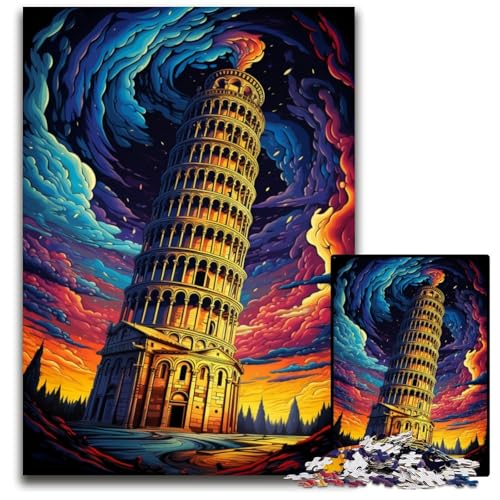 1000 teiliges Puzzle für Erwachsene Schiefer Turm von Pisa Italien Puzzles für Erwachsene entspannende Unterhaltung Heimdekoration 1000 Teile (75 x 50 cm) von ABKXDMZK
