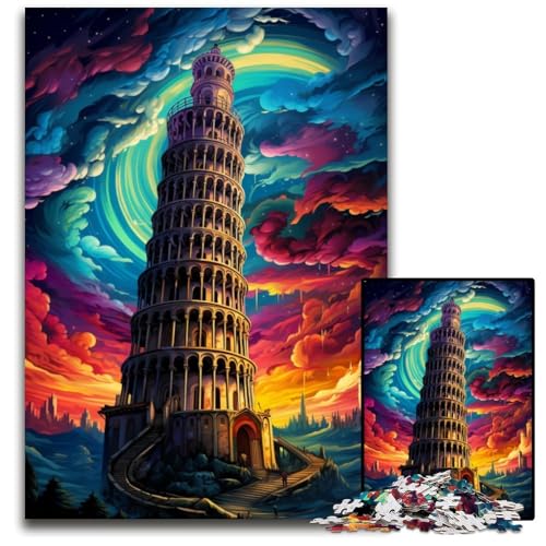 1000 teiliges Puzzle für Erwachsene Schiefer Turm von Pisa Italien Schwierige Puzzles für Erwachsene perfekt für Halloween Weihnachten Geburtstagsgeschenk 1000 Teile (38 x 26 cm) von ABKXDMZK