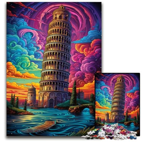 1000 teiliges Puzzle für Erwachsene Schiefer Turm von Pisa Italien Schwierige Puzzles für Erwachsene perfekt für Halloween Weihnachten Geburtstagsgeschenk 1000 Teile (38 x 26 cm) von ABKXDMZK