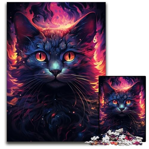 1000 teiliges Puzzle für Erwachsene farbenfrohe psychedelische Katze der Zukunft schwierige Puzzles für Erwachsene perfekt für Halloween Weihnachten Geburtstagsgeschenk 1000 Teile (38 x 26 cm) von ABKXDMZK