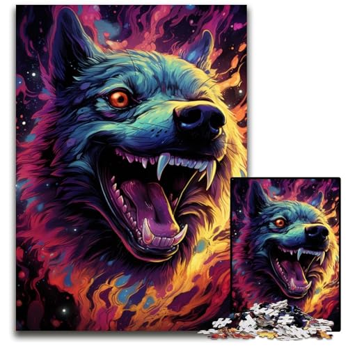 1000 teiliges Puzzle für Erwachsene farbenfroher Psychedelischer Hund der Zukunft anspruchsvolle Puzzles ideal für Familienspaß Entspannung 1000 Teile (38 x 26 cm) von ABKXDMZK