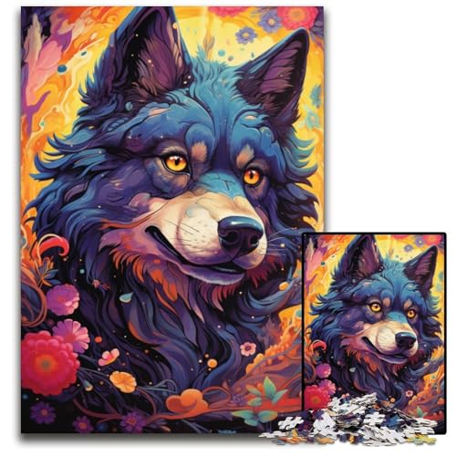 1000 teiliges Puzzle für Erwachsene farbenfrohes psychedelisches Hunde Puzzle für Erwachsene entspannende Unterhaltung Heimdekoration 1000 Teile (38 x 26 cm) von ABKXDMZK