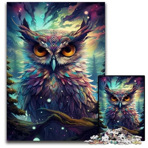 1000 teiliges Puzzle für Erwachsene futuristische farbenfrohe psychedelische Eule schwierige Puzzles für Erwachsene perfekt für Halloween Weihnachten Geburtstagsgeschenk 1000 PCS (75 x 50 cm) von ABKXDMZK
