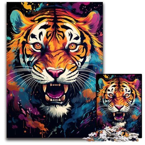 1000 teiliges Puzzle für Erwachsene majestätisches Gemälde Tiger schwierige Puzzles für Erwachsene perfekt für Halloween Weihnachten Geburtstagsgeschenk 1000 PCS (75 x 50 cm) von ABKXDMZK