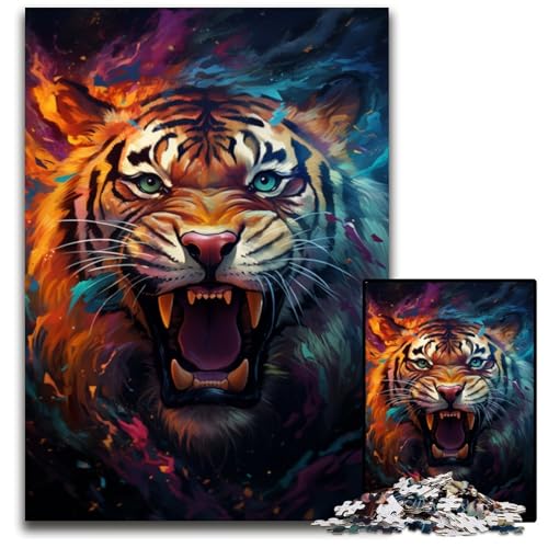 1000 teiliges Puzzle für Erwachsene majestätisches Gemälde Tiger unmögliches Puzzle für Erwachsene interaktives Familienspiel Bastelgeschenk mit farbenfrohen Kunstwerken 1000 Teile (75 x 50 cm) von ABKXDMZK