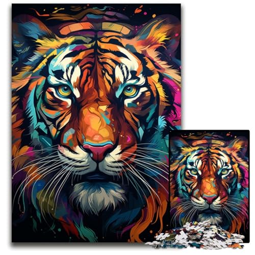 1000 teiliges Puzzle für Erwachsene majestätisches Tigergemälde Puzzles für Erwachsene entspannende Unterhaltung Heimdekoration 1000 Teile (75 x 50 cm) von ABKXDMZK
