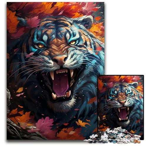 1000 teiliges Puzzle für Erwachsene wildes Gemälde Feuertiger schwierige Puzzles für Erwachsene perfekt für Halloween Weihnachten Geburtstagsgeschenk 1000 PCS (38 x 26 cm) von ABKXDMZK