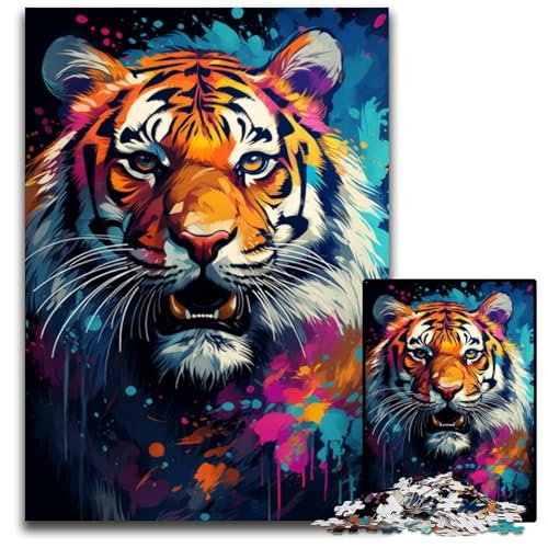 1000 teiliges Puzzle für Erwachsene wildes Gemälde exotischer Tiger schwierige Puzzles für Erwachsene perfekt für Halloween Weihnachten Geburtstagsgeschenk 1000 PCS (38 x 26 cm) von ABKXDMZK