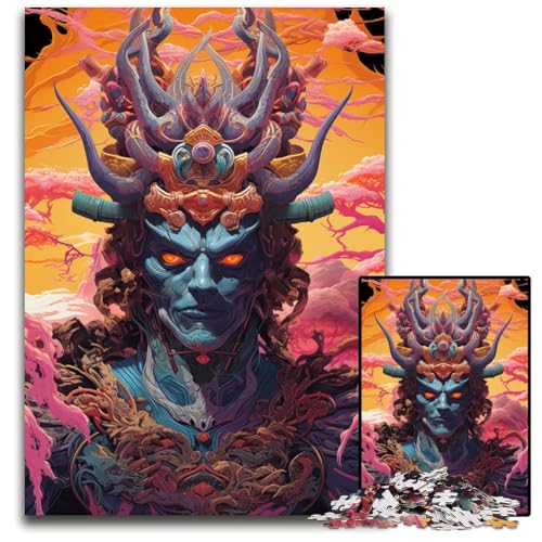 1000 teiliges Puzzle japanische Sakura Samurai Puzzles aus Holz für Erwachsene für Teenager und Jugendliche ideales Geburtstags 1000 Teile (75 x 50 cm) von ABKXDMZK