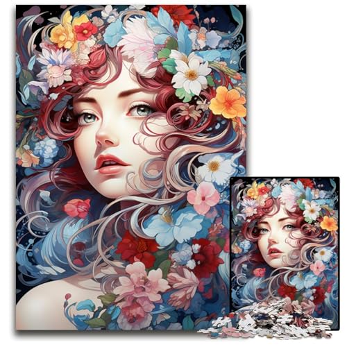 1000 teiliges Puzzle mit Blumen und Mädchen für Erwachsene anspruchsvolles Denkspiel für Teenager Spaß für den Familienspielabend 1000 Teile (75 x 50 cm) von ABKXDMZK