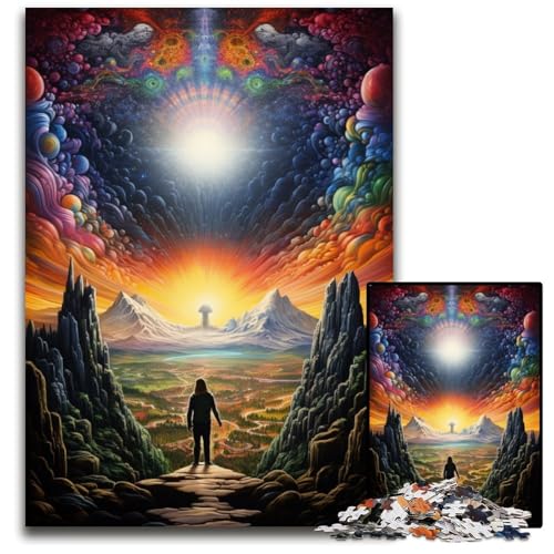 Allein die Welt betrachten Puzzle 1000 Teile für Erwachsene Holzpuzzle für Erwachsene Geburtstage und Feiertage 1000 PCS (75 x 50 cm) von ABKXDMZK