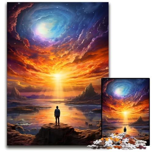 Alleine die Welt betrachten 1000 teiliges Puzzle für Erwachsene Holzpuzzle für Erwachsene für Teenager Familienspieleabend hirnfordernde Geschenkidee 1000 Teile (75 x 50 cm) von ABKXDMZK