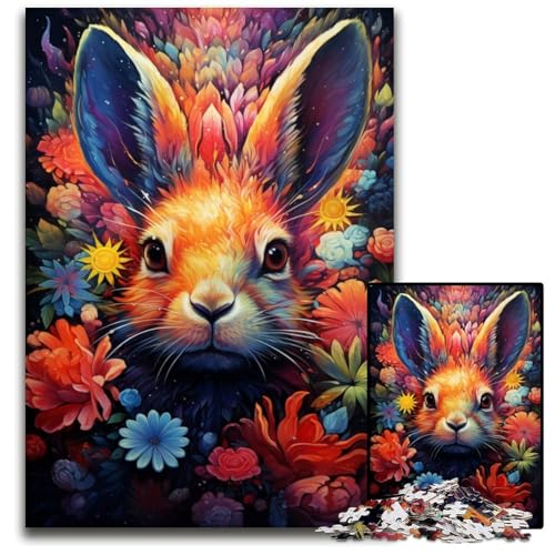 Blumenhasen Puzzle für Erwachsene 1000 Teile unmögliches Puzzle für Erwachsene Denkspiel für Teenager 1000 Teile (38 x 26 cm) von ABKXDMZK