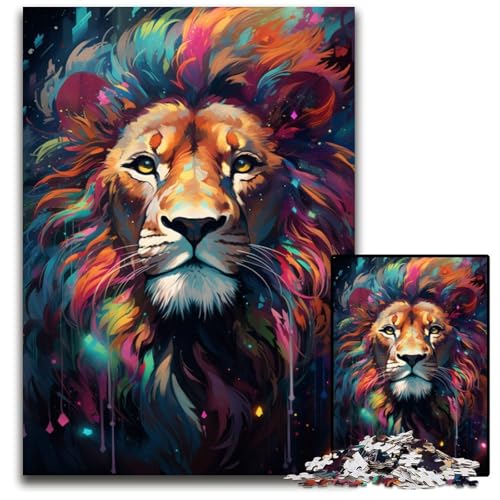 Buntes 1000 teiliges Puzzle mit Löwenmotiv für Erwachsene Holzpuzzle für Erwachsene Interaktives Familienspiel Familienaktivitätsspiel 1000 Teile (75 x 50 cm) von ABKXDMZK