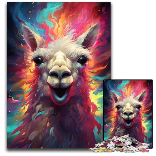 Buntes Lama Puzzle 1000 Teile für Erwachsene Holzpuzzle für Erwachsene Geburtstage und Feiertage 1000 Teile (75 x 50 cm) von ABKXDMZK