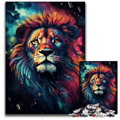 Buntes Löwen Puzzle mit 1000 Teilen Puzzle für Erwachsene für Teenager und die ganze Familie Spaß zum Selbermachen Denksportspiel Geschenk 1000 Teile (75 x 50 cm) von ABKXDMZK