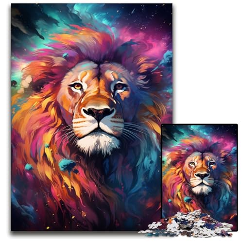 Buntes Löwen Puzzle mit 1000 Teilen für Erwachsene Puzzle für Erwachsene und Teenager Spieleabend mit der Familie hirnfordernde Geschenkidee 1000 Teile (75 x 50 cm) von ABKXDMZK