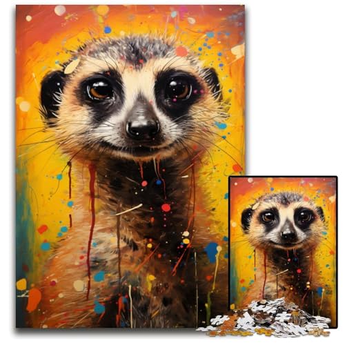 Erdmännchen Puzzle bunt 1000 Teile Holzpuzzle Denksportaufgabe für Teenager und Familieninteraktion 1000 Teile (75 x 50 cm) von ABKXDMZK