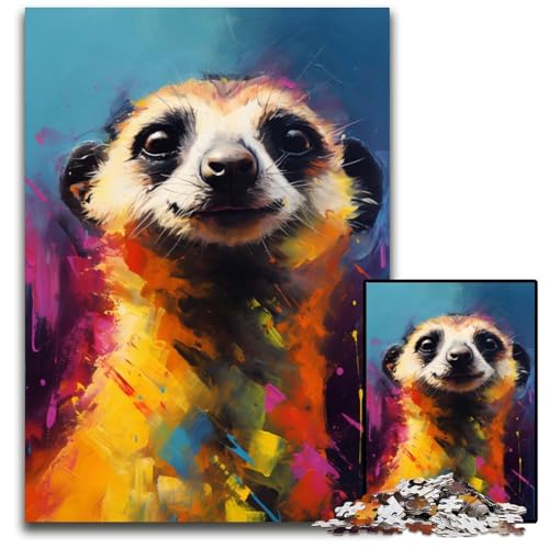 Erdmännchen Puzzle bunt 1000 Teile Holzpuzzle für Erwachsene Heimdekoration und Urlaubsspaß 1000 Teile (75 x 50 cm) von ABKXDMZK
