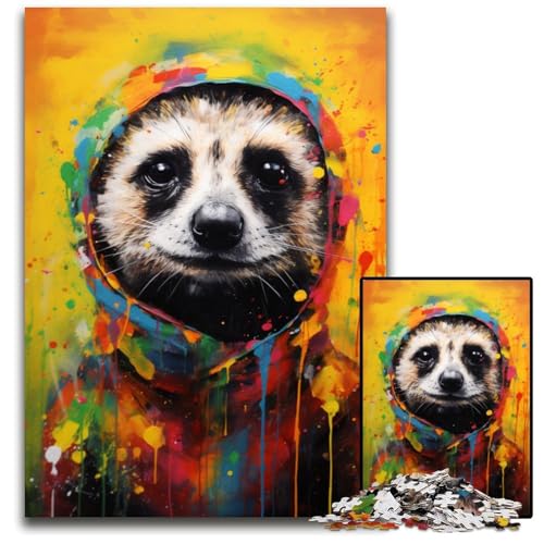 Erdmännchen Puzzle bunt 1000 Teile Holzpuzzle für Erwachsene Heimdekoration und Urlaubsspaß 1000 Teile (75 x 50 cm) von ABKXDMZK