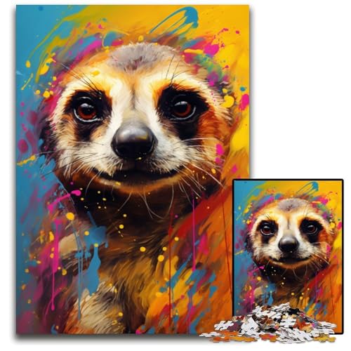 Erdmännchen Puzzle bunt 1000 Teile Papierpuzzle Denkspiel für Teenager und Familieninteraktion 1000 Teile (38 x 26 cm) von ABKXDMZK