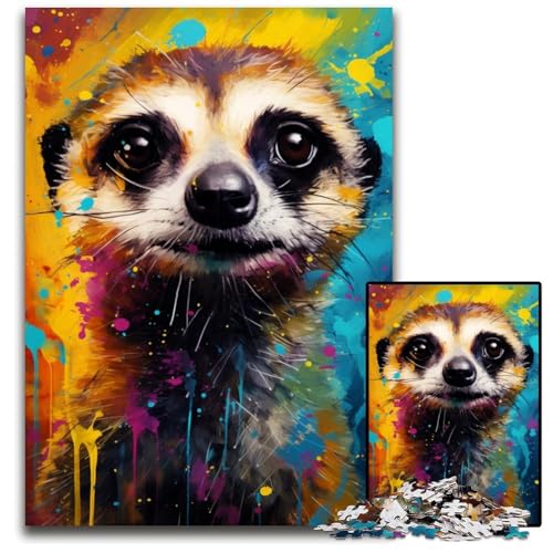 Erdmännchen Puzzle bunt 1000 Teile Papierpuzzle Denkspiel für Teenager und Familieninteraktion 1000 Teile (38 x 26 cm) von ABKXDMZK