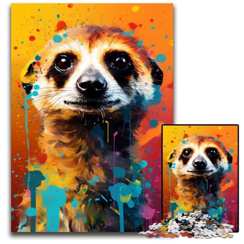 Erdmännchen Puzzle bunt 1000 Teile für Erwachsene Holzpuzzle anspruchsvolle Denksportaufgabe Familienaktivität Heimdekoration 1000 Teile (75 x 50 cm) von ABKXDMZK