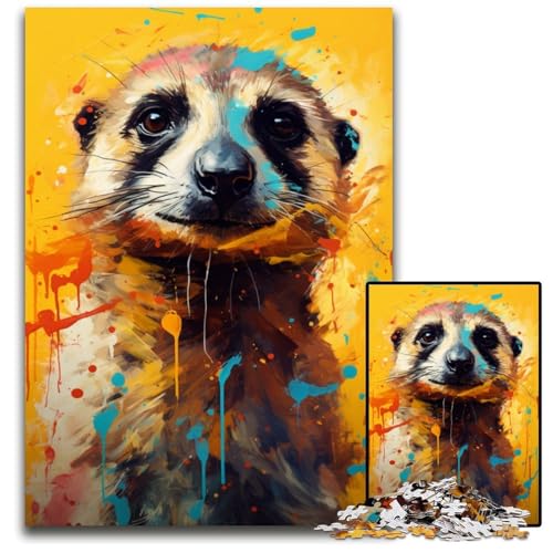 Erdmännchen Puzzle bunt 1000 Teile für Erwachsene Holzpuzzle für Erwachsene kompliziertes Design für Teenager DIY Dekoration und gehirnfördernder Spaß 1000 Teile (75 x 50 cm) von ABKXDMZK