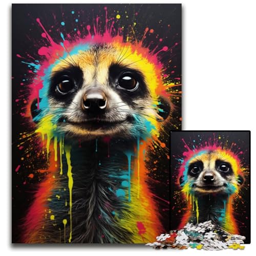 Erdmännchen Puzzle bunt für Erwachsene 1000 Teile Holzpuzzle für die Heimdekoration ideales Weihnachts und Neujahrsgeschenk für Teenager 1000 Teile (75 x 50 cm) von ABKXDMZK