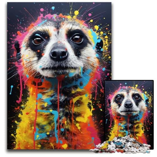 Erdmännchen Puzzle für Erwachsene 1000 teiliges Holzpuzzle kreatives Familienspiel und Heimdekoration Teenager 1000 Teile (75 x 50 cm) von ABKXDMZK