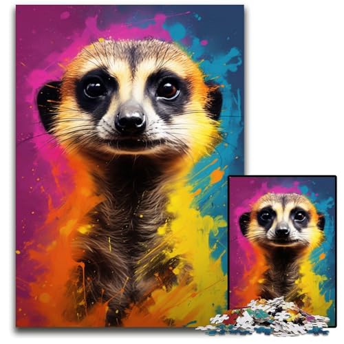 Erdmännchen Puzzle für Erwachsene farbenfroh 1000 Teile unmögliches Puzzle für Erwachsene Denkspiel für Teenager 1000 Teile (38 x 26 cm) von ABKXDMZK