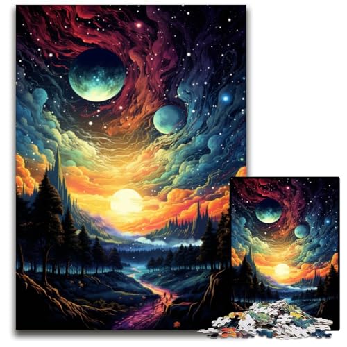Fantasielandschaft unter Sonnenuntergang Puzzle 1000 Teile für Erwachsene Puzzle für Erwachsene anspruchsvolles Denkspiel für Teenager Spaß für den Familienspieleabend 1000 Teile (75 x 50 cm) von ABKXDMZK