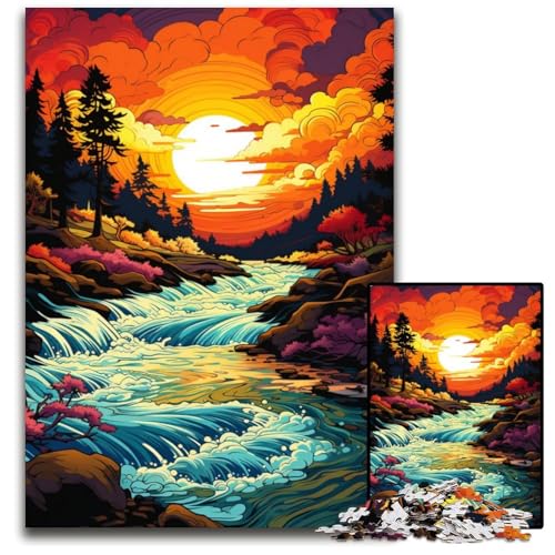 Fantasielandschaft unter Sonnenuntergang Puzzle für Erwachsene 1000 Teile Puzzle für Erwachsene Heimdekoration Denksportspiel für Teenager und Familieninteraktion 1000 Teile (38 x 26 cm) von ABKXDMZK