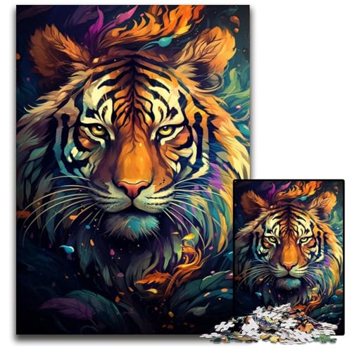 Fantasievolle Bunte Tiger Puzzles für 1000 Teile Papierpuzzles Denkspiel für Teenager und Familieninteraktion 1000 Teile (38 x 26 cm) von ABKXDMZK