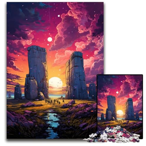 Fantasievolle farbenfrohe Stonehenge Puzzles für 1000 Teile Papierpuzzles Denkspiel für Teenager und Familieninteraktion 1000 Teile (38 x 26 cm) von ABKXDMZK