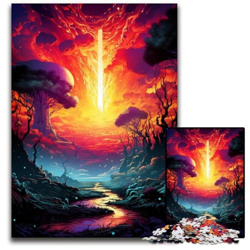 Fantasy Dschungellandschaft Puzzle 1000 Teile Puzzle für Erwachsene anspruchsvolles Denkspiel entspannendes Spielzeug für Teenager 1000 Teile (38 x 26 cm) von ABKXDMZK