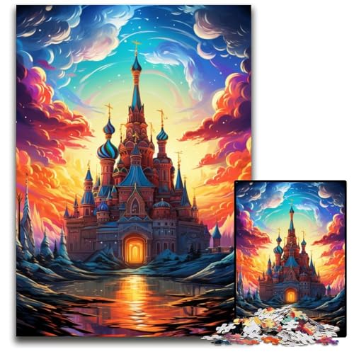 Fantasy Gemälde eines Schlosses Puzzle 1000 Teile schwierige Puzzles für Erwachsene interaktives Familienspiel Gehirn Herausforderung Lernspielzeug 1000 Teile (38 x 26 cm) von ABKXDMZK