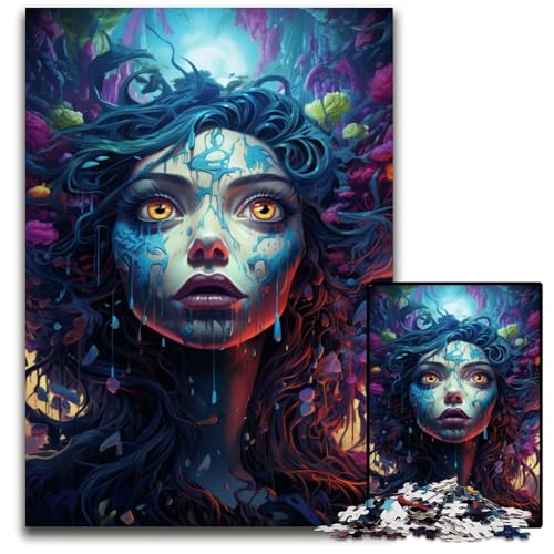 Fantasy Hexe 1000 teiliges Puzzle Holzpuzzle für Erwachsene für Teenager und Familien perfekte DIY Dekoration und knifflige Herausforderung 1000 Teile (75 x 50 cm) von ABKXDMZK
