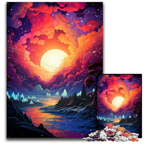 Fantasy Malerei Landschaftspuzzle für 1000 Teile Holzpuzzle für Erwachsene Heimdekoration und Urlaubsspaß 1000 Teile (75 x 50 cm) von ABKXDMZK