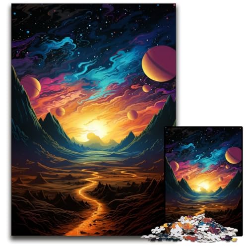 Fantasy Nachtansicht Puzzle 1000 Teile Holzpuzzle für Teenager Familienspieleabend hirnfordernde Geschenkidee 1000 Teile (75 x 50 cm) von ABKXDMZK