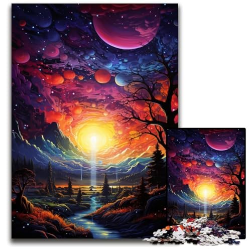 Fantasy Nachthimmel Puzzle 1000 Teile Puzzle für Erwachsene anspruchsvolles Denkspiel entspannendes Spielzeug für Teenager 1000 Teile (38 x 26 cm) von ABKXDMZK