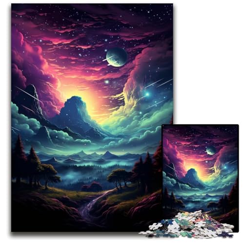 Fantasy Night Puzzle 1000 Teile für Erwachsene Holzpuzzle für Erwachsene Kompliziertes Design für Teenager DIY Dekor und gehirnfördernder Spaß 1000 Teile (75 x 50 cm) von ABKXDMZK