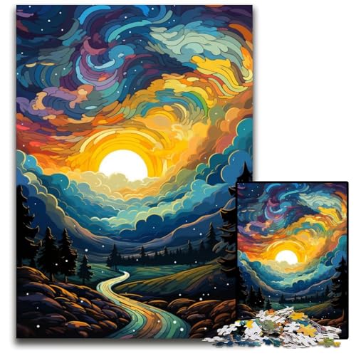 Fantasy Night Puzzle für Erwachsene 1000 Teile schwierige Puzzles für Erwachsene farbenfrohe Heimdekoration und interaktives Familienspiel 1000 Teile (75 x 50 cm) von ABKXDMZK