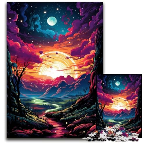 Fantasy Planetenlandschaft Puzzle 1000 Teile schwierige Puzzles für Erwachsene interaktives Familienspiel Gehirn Herausforderung Lernspielzeug 1000 Teile (38 x 26 cm) von ABKXDMZK