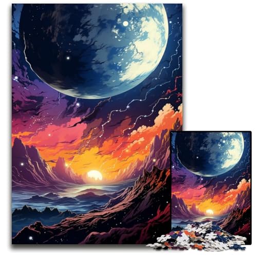 Fantasy Planetenlandschaft Puzzle 1000 Teile schwierige Puzzles für Erwachsene interaktives Familienspiel Gehirn Herausforderung Lernspielzeug 1000 Teile (38 x 26 cm) von ABKXDMZK